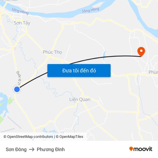 Sơn Đông to Phương Đình map