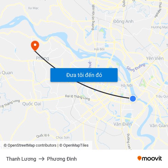 Thanh Lương to Phương Đình map