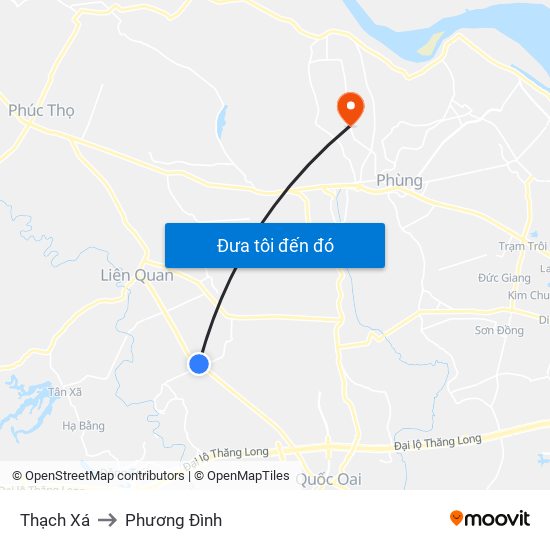 Thạch Xá to Phương Đình map