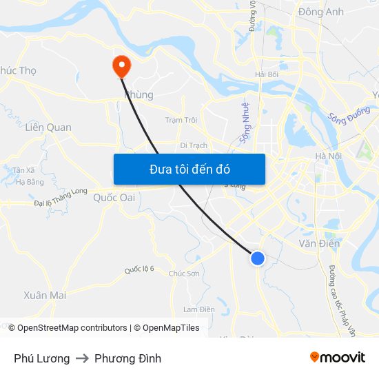 Phú Lương to Phương Đình map