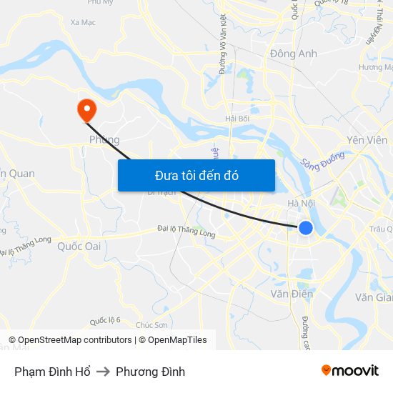 Phạm Đình Hổ to Phương Đình map