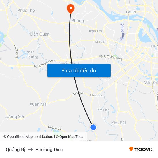 Quảng Bị to Phương Đình map