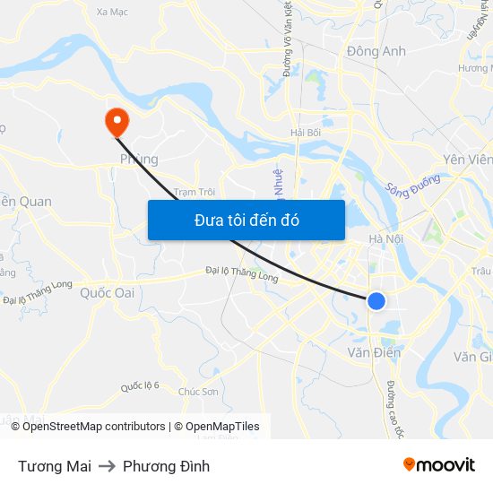 Tương Mai to Phương Đình map