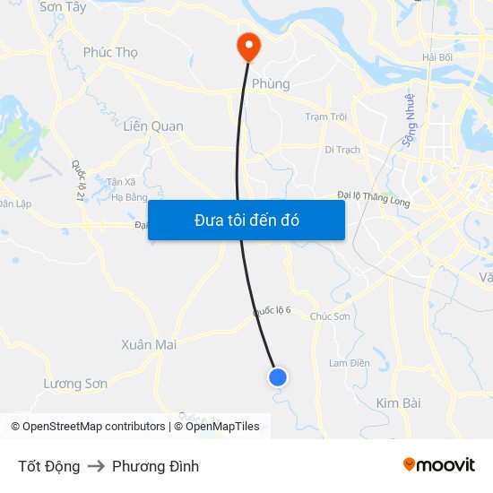 Tốt Động to Phương Đình map