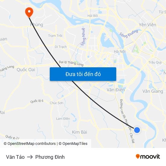 Vân Tảo to Phương Đình map