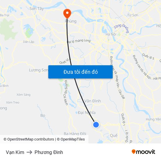 Vạn Kim to Phương Đình map