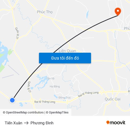 Tiến Xuân to Phương Đình map