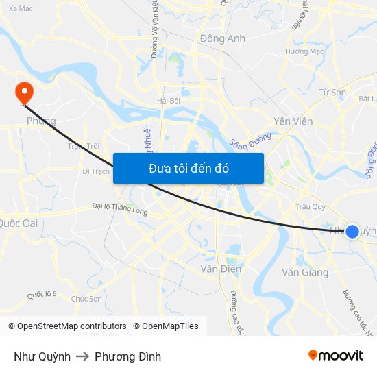 Như Quỳnh to Phương Đình map