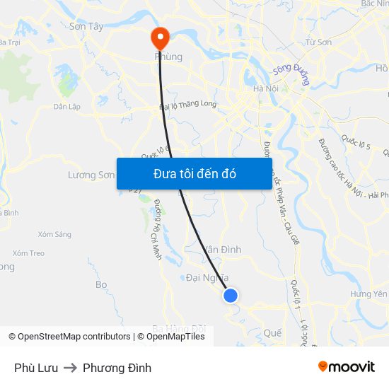 Phù Lưu to Phương Đình map