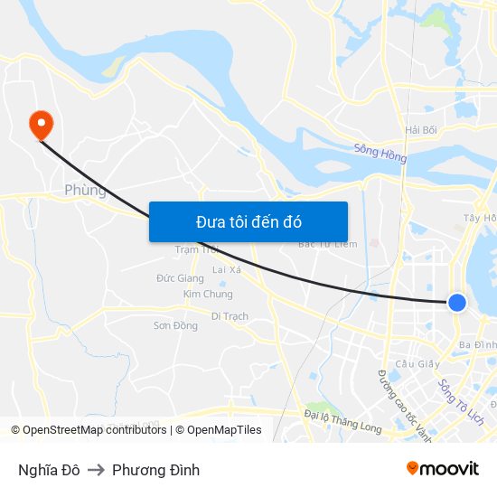 Nghĩa Đô to Phương Đình map