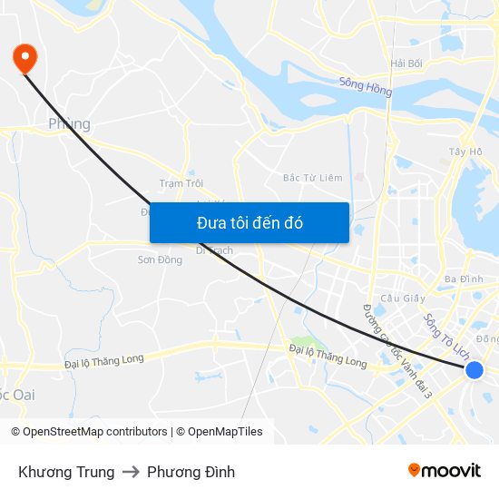 Khương Trung to Phương Đình map