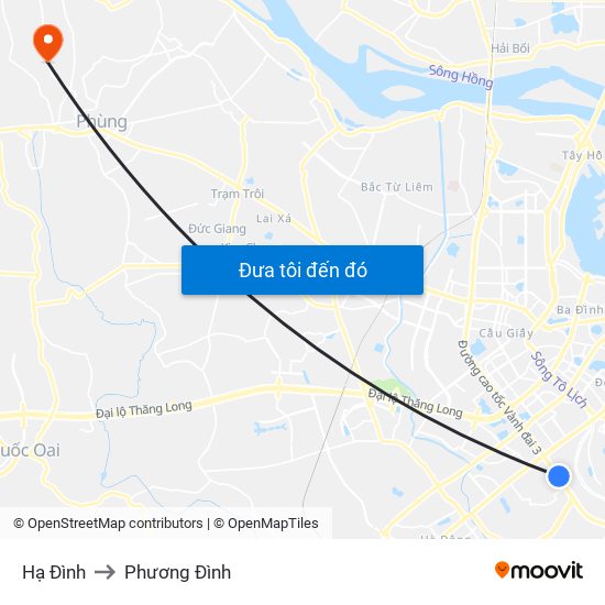 Hạ Đình to Phương Đình map