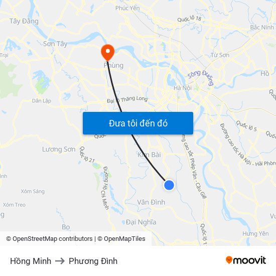 Hồng Minh to Phương Đình map