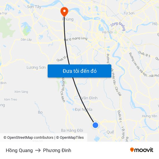 Hồng Quang to Phương Đình map