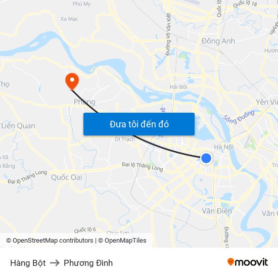 Hàng Bột to Phương Đình map