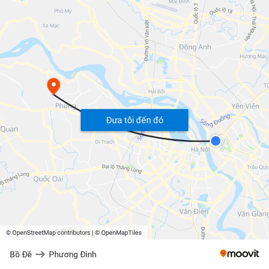 Bồ Đề to Phương Đình map