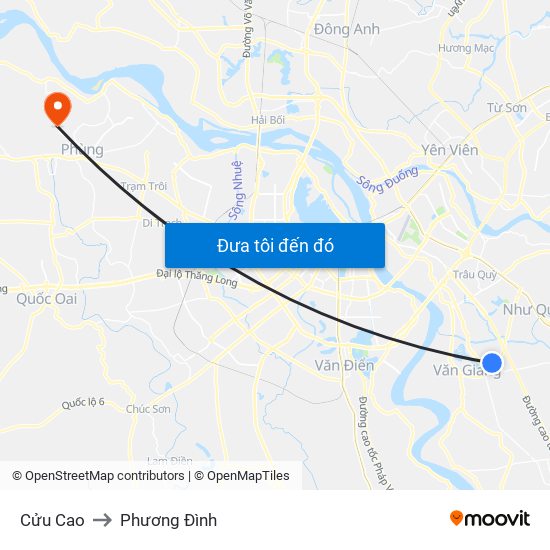 Cửu Cao to Phương Đình map