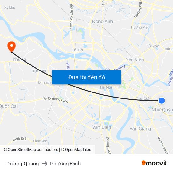 Dương Quang to Phương Đình map