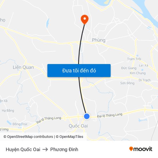 Huyện Quốc Oai to Phương Đình map