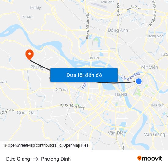 Đức Giang to Phương Đình map