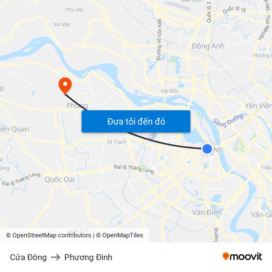 Cửa Đông to Phương Đình map