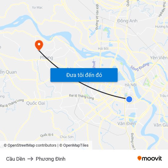 Cầu Dền to Phương Đình map