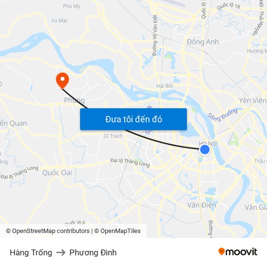 Hàng Trống to Phương Đình map