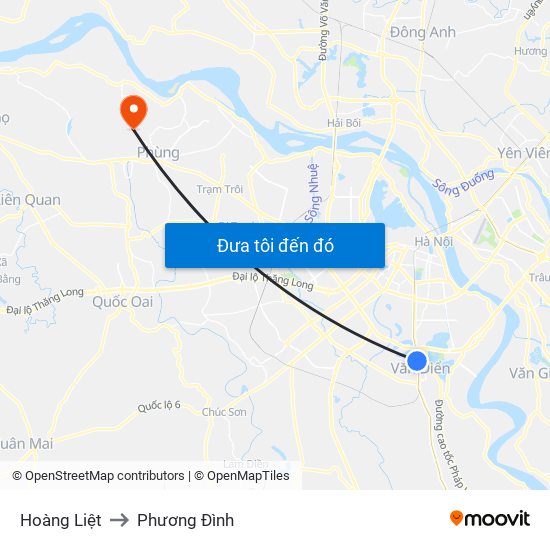 Hoàng Liệt to Phương Đình map