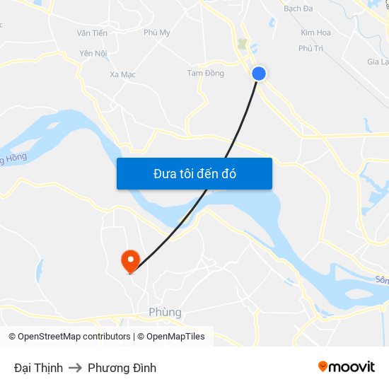 Đại Thịnh to Phương Đình map