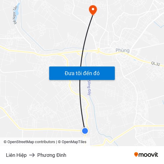 Liên Hiệp to Phương Đình map