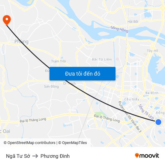 Ngã Tư Sở to Phương Đình map