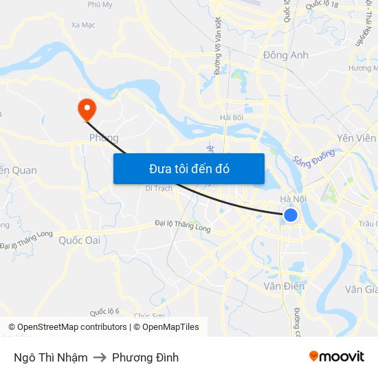 Ngô Thì Nhậm to Phương Đình map