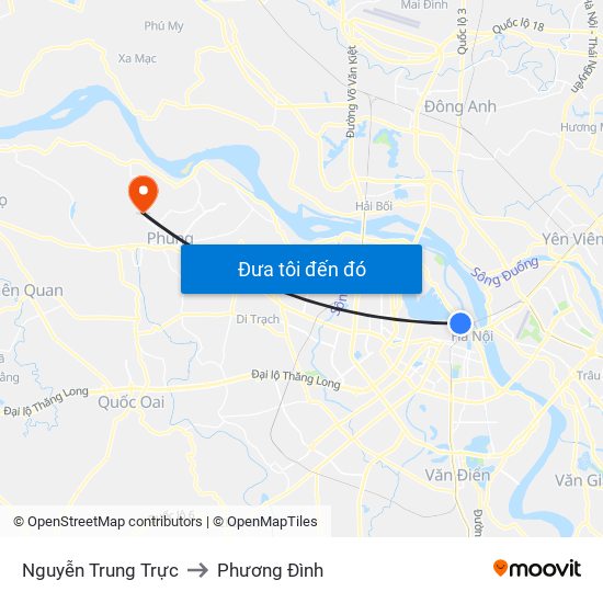 Nguyễn Trung Trực to Phương Đình map