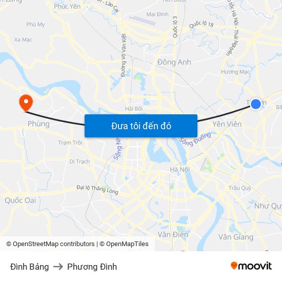 Đình Bảng to Phương Đình map