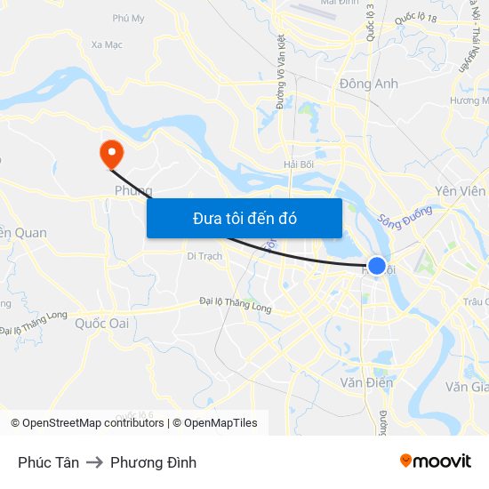 Phúc Tân to Phương Đình map