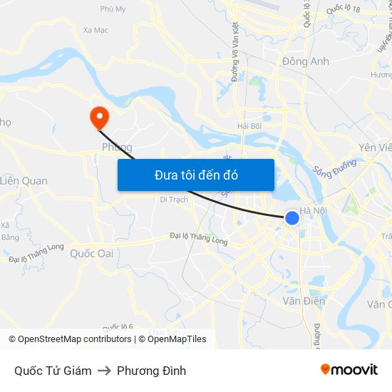 Quốc Tử Giám to Phương Đình map