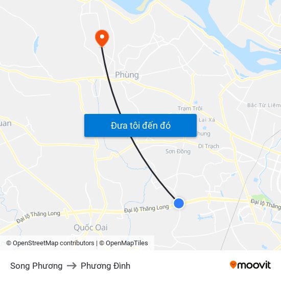 Song Phương to Phương Đình map