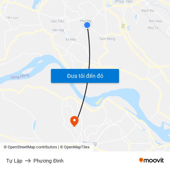 Tự Lập to Phương Đình map