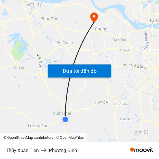 Thủy Xuân Tiên to Phương Đình map