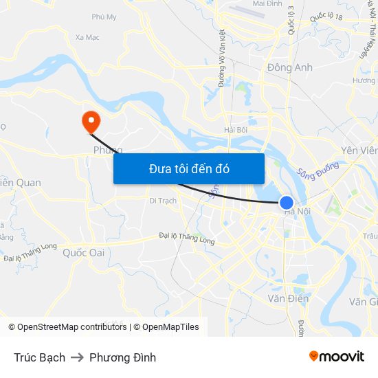 Trúc Bạch to Phương Đình map