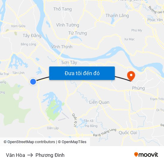 Vân Hòa to Phương Đình map