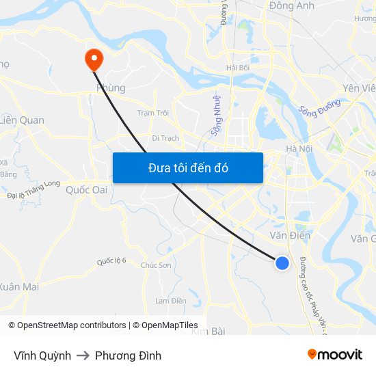 Vĩnh Quỳnh to Phương Đình map
