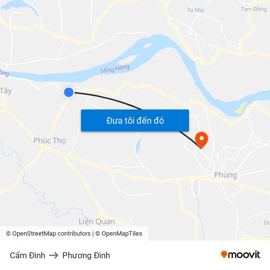 Cẩm Đình to Phương Đình map