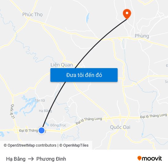 Hạ Bằng to Phương Đình map