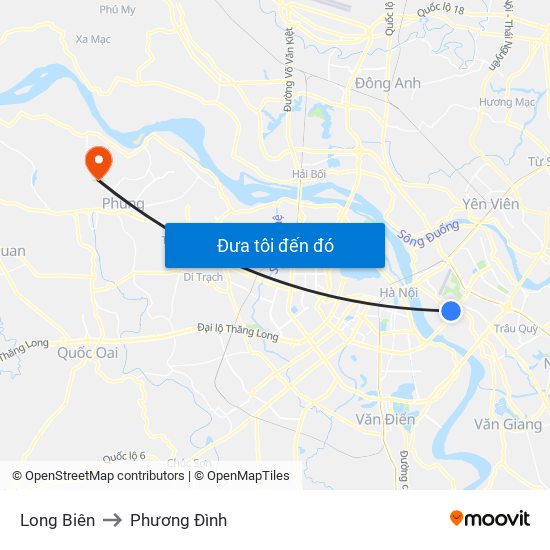 Long Biên to Phương Đình map