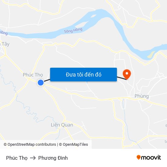 Phúc Thọ to Phương Đình map