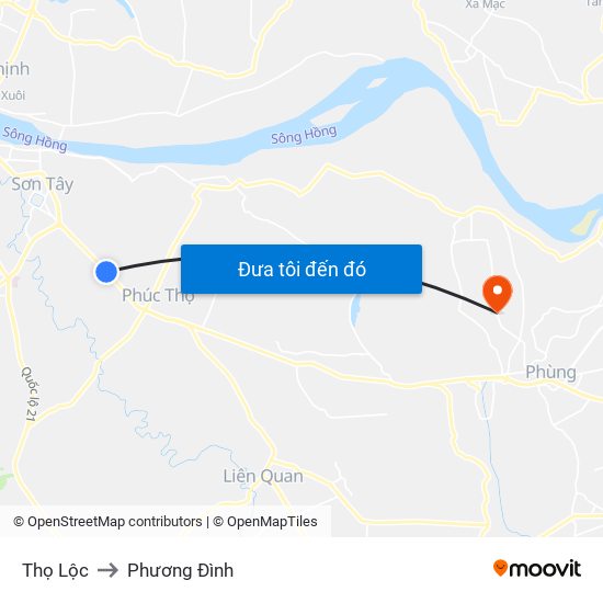 Thọ Lộc to Phương Đình map