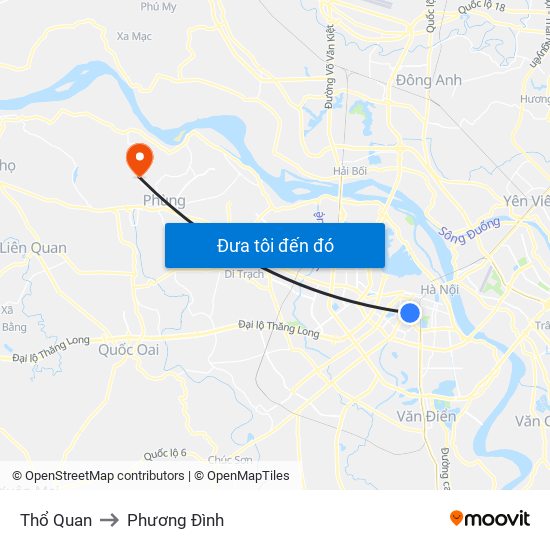 Thổ Quan to Phương Đình map