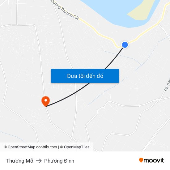 Thượng Mỗ to Phương Đình map