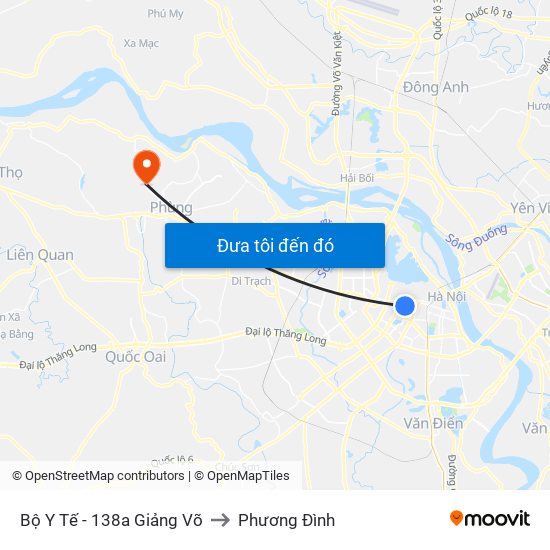 Bộ Y Tế - 138a Giảng Võ to Phương Đình map